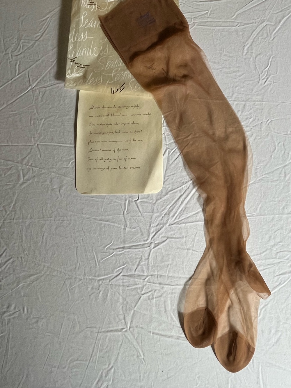 Vintage Hanes Lucida Seamless Stockings Size 9 Medium 15 Denier Thigh High Nude